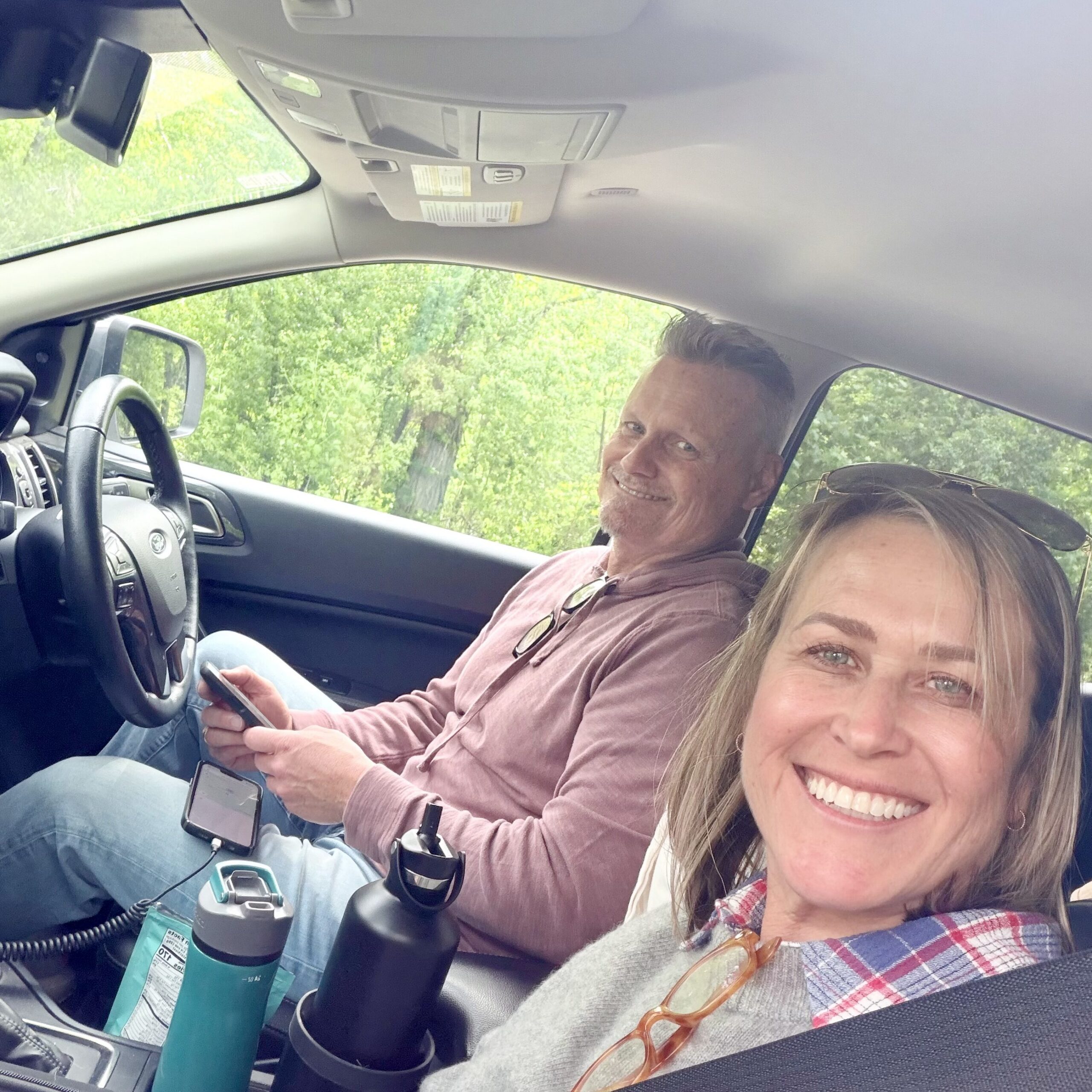 man and woman in car